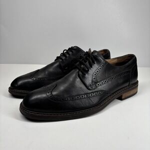 Vionic Bruno Men's US 12 Black Leather Oxford Wingtip Brogue Lace-Up Dress Shoes